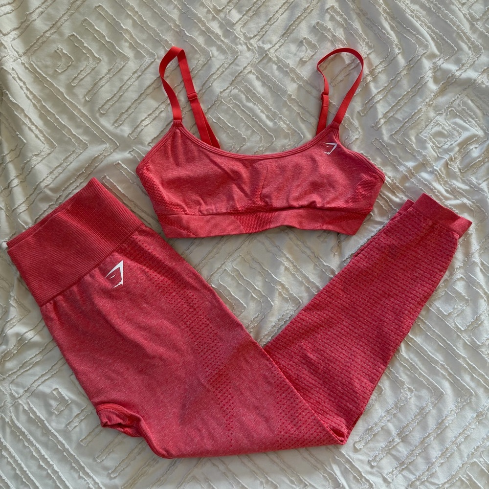 Gymshark Coral Sports Bra and Leggings Set